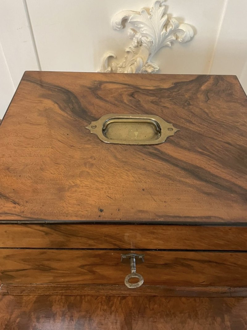 Antique Victorian Quality Figured Walnut Sewing Box - Image 4
